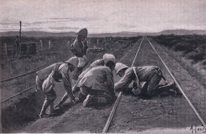 Unsere Truppen sprengen eine Militärbahn nördlich von Bloemfontein von Alfred Pearse