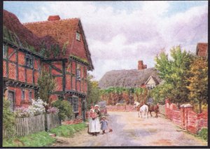 Cottages in East Hagbourne, aus Die Cottages und das Dorfleben im ländlichen England, veröffentlicht von Dent & Sons Limited, 1912 von Alfred Robert Quinton