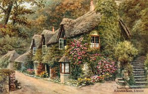Reetgedeckte Cottages, Blackpool Sands, Süd-Devon von Alfred Robert Quinton