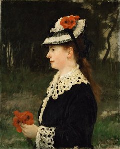 Frau mit roten Mohnblumen