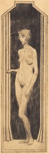 Stehende nackte Frau in schmalem Feld von Alfred Simonsen