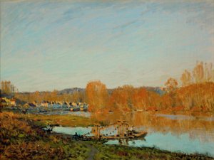 Herbst: Ufer der Seine bei Bougival von Alfred Sisley
