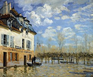 Boot in der Flut in Port-Marly von Alfred Sisley