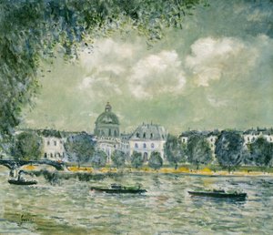 Landschaft entlang der Seine mit dem Institut de France und der Pont des Arts von Alfred Sisley