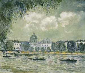 Landschaft entlang der Seine mit dem Institut de France und der Pont des Arts, ca. 1875 von Alfred Sisley
