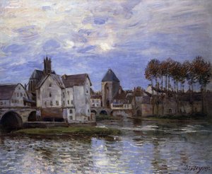 Pont de Moret bei Sonnenuntergang, 1892 von Alfred Sisley