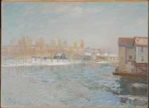 Der Loing und die Mühlen von Moret, Schneeeffekt von Alfred Sisley
