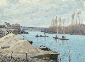 Die Seine bei Port-Marly, Sandhaufen, 1875 von Alfred Sisley