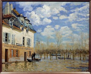 Das Boot während der Flut, Port Marly von Alfred Sisley