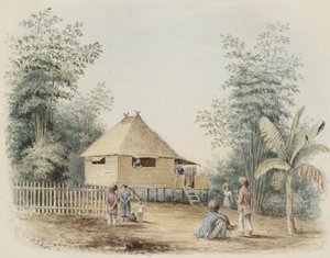 Einheimisches Haus in der Nähe von Manila, 1842 von Alfred Thomas Agate