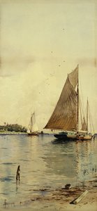 Segel trocknen, Austernboote, Patchogue, Long Island