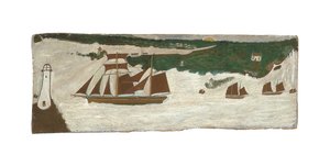 Schoner passiert einen Leuchtturm, ca. 1855-1942 von Alfred Wallis