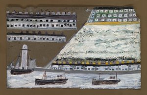 Schiffe und Leuchtturm, Häuser von Alfred Wallis