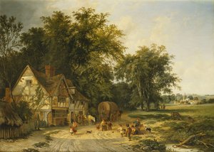 Fußballspielen vor dem Gun Inn von Alfred Walter Williams