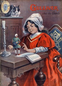 Gulliver bei den Riesen (Brobdingnag). Geschichte von Jonathan Swift. Illustration von Vaccari und Carrey in der Sammlung „Les beaux tales“ „Nos loisirs“ um 1910. Private Sammlung. von Alfredo and Carrey Vaccari