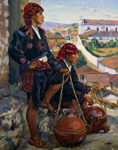 Wasserträger, Chichicastenango von Alfredo Gálvez Suárez