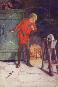 Er sah Tinker Bell in seinem Glas (Farblithografie) von Alice Bolingbroke (after) Woodward