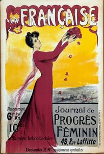 Plakat von „La française“, Zeitschrift für Frauenfortschritt. Aufruf zur Abonnierung von Alice Kaub Casalonga