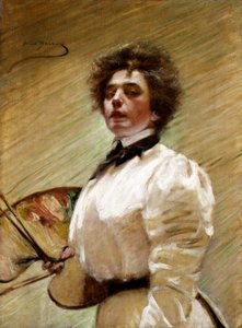 Selbstporträt mit Palette, ca. 1906 von Alice Pike Barney