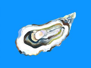 Blaues Austern-Abstrakt von Alice Straker
