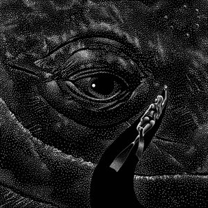 Taucher und riesiges Auge