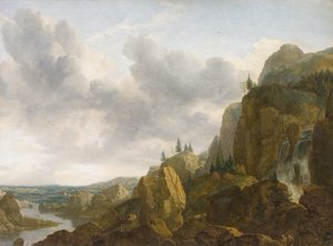 Nordische Berglandschaft mit Wasserfall von Allaert van Everdingen