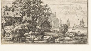 Flusslandschaft mit zwei Ruderbooten von Allaert van Everdingen