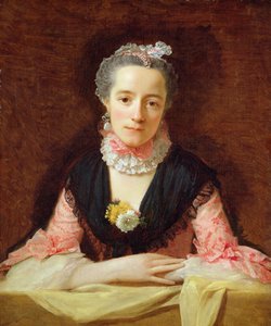 Eine unbekannte Frau in einem rosa Kleid von Allan Ramsay