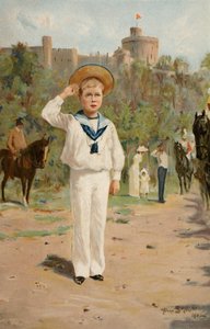 HRH Edward von Wales salutiert die Farben, aus 