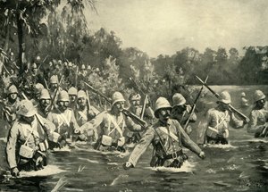 Die Schlacht am Modder River - Die Argyll und Sutherland Highlanders überqueren den Drift, 1900