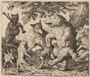 Alle freuen sich über den Bären und den Wolf von Allart van Everdingen