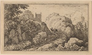 Karren in einer engen Passage von Allart van Everdingen