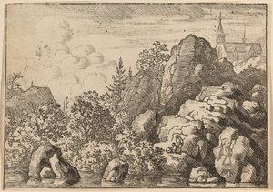 Kirche auf einem Hügel, wahrscheinlich um 1645-1656 von Allart van Everdingen