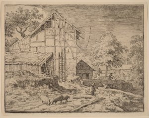 Hütte mit zwei Leitern von Allart van Everdingen