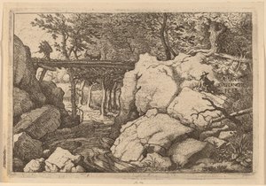 Ziege auf einer kleinen Brücke von Allart van Everdingen