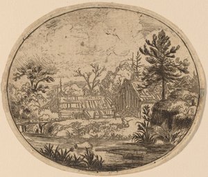 Hamlet am Ufer eines Flusses, wahrscheinlich ca. 1645-1656 von Allart van Everdingen