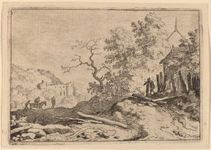 Hütte mit den Überresten einer Hecke