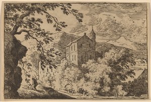 Großes Haus mit einem Turm, wahrscheinlich ca. 1645-1656
