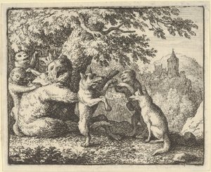 Auf Befehl des Löwen wird ein Stück Haut vom Bären genommen, ein Stück der Vorderpfoten..., 1650-75