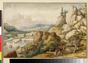 Landschaft mit drei Reitern von Allart van Everdingen