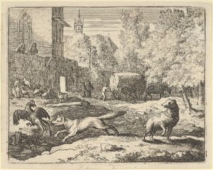 Renard will einen Hahn finden, 1650-75 von Allart van Everdingen