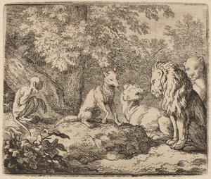Reynard erzählt eine Geschichte von verstecktem Schatz, wahrscheinlich ca. 1645-1656 von Allart van Everdingen