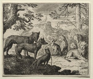 Reineke Fuchs: Die Verwandten von Reineke verlassen den Hof von Allart van Everdingen
