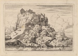 Fluss am Fuße eines hohen Felsens von Allart van Everdingen