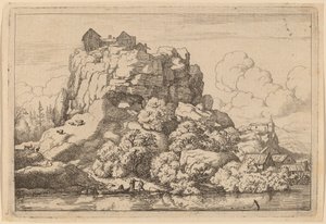 Fluss am Fuße eines hohen Felsens von Allart van Everdingen