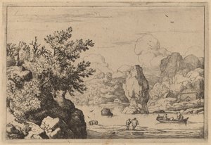 Felsen in der Mitte eines Flusses, wahrscheinlich ca. 1645-1656