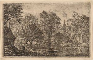 Boot an einem Flussufer, wahrscheinlich um 1645-1656 von Allart van Everdingen
