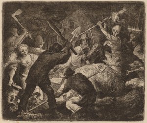 Der von den Bauern angegriffene Bär, wahrscheinlich ca. 1645-1656 von Allart van Everdingen