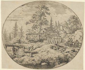 Die Landschaft mit der Holzbrücke von Allart van Everdingen