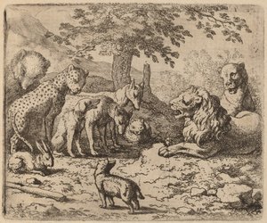 Der Löwe sucht Rat, wahrscheinlich um 1645-1656 von Allart van Everdingen